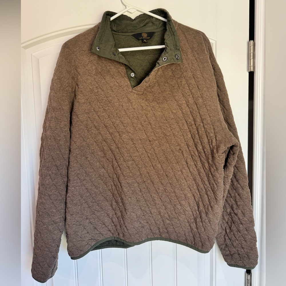 FX Fusion Quilted Fleece Pullover XL Brown Snap Neck